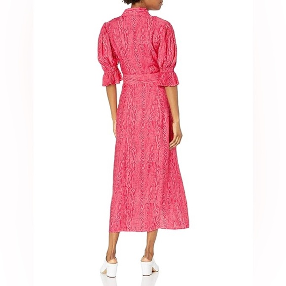 C/MEO Early On Midi Dress Pink Woodgrain Balloon Puff Sleeve Button (D2) - Picture 5 of 13
